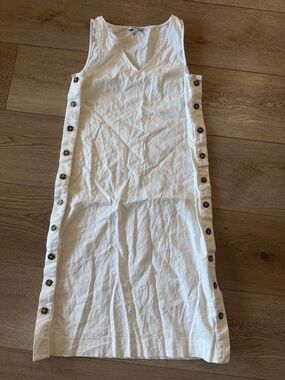 Madewell White/cream Midi Button-Trim Tank Dress